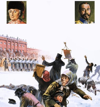 Scena non identificata dalla Rivoluzione Russa del 1905 da English School