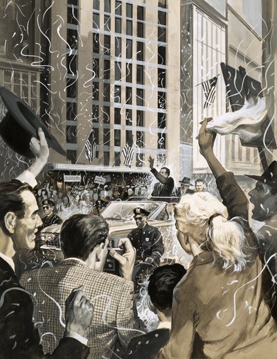 Parata di ticker tape non identificata in America da English School