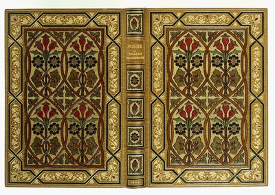 Copertine superiore e inferiore, con fiori in motivi geometrici Art Nouveau da English School