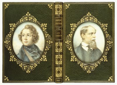 Copertine superiore e inferiore, con due ritratti ovali di Charles Dickens da English School