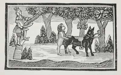 Valentino e Orson, illustrazione da Chap-books of the Eighteenth Century di John Ashton, pub. 1882 da English School