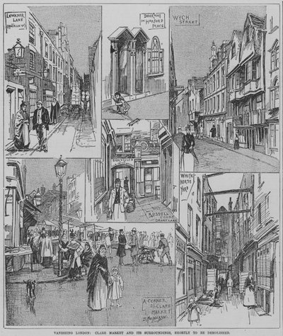 Londra che scompare: Clare Market e le sue strade circostanti poco prima della demolizione da English School