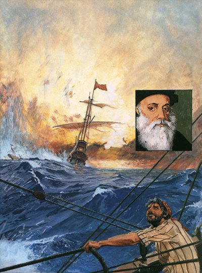 Le navi di Vasco da Gama che girano il Capo da English School