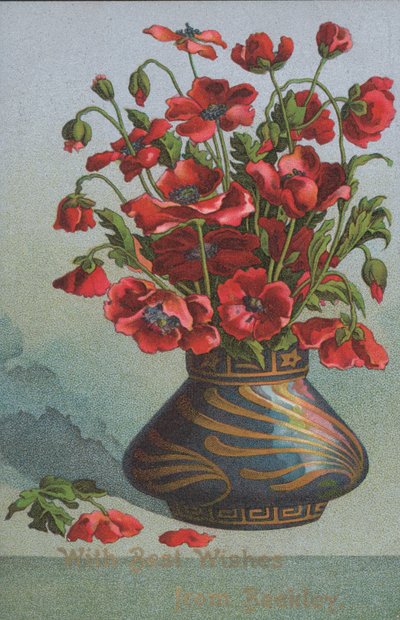 Vaso di papaveri (cromolitografia) da English School