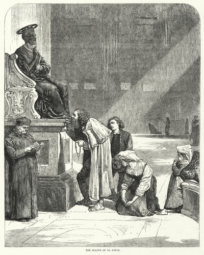 Vaticano, San Pietro, baciando le dita del piede della statua di San Pietro da English School