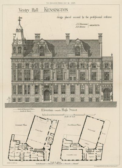 Vestry Hall, Kensington, progetto classificato secondo dal giudice professionale da English School