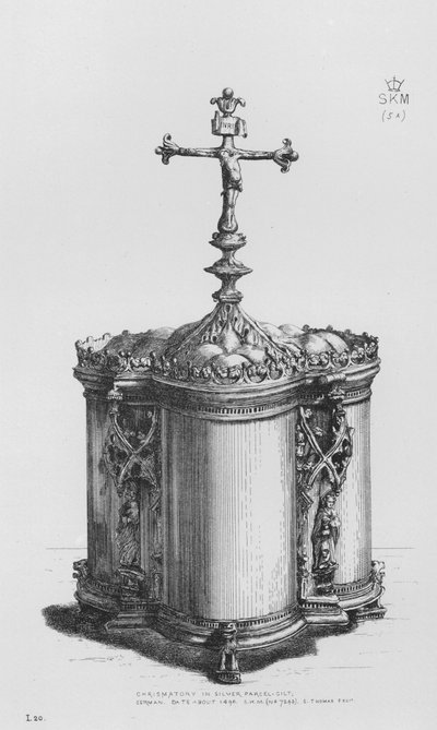 Crisomatorio in argento dorato parzialmente, tedesco, circa 1490 da English School
