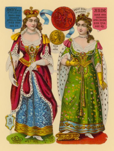 Ritaglio vittoriano: Regina Maria, Regina Anna da English School