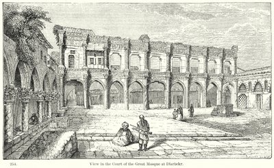 Veduta della corte della Grande Moschea di Diarbekr (incisione) da English School