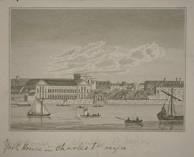 Vista a nord attraverso il fiume Tamigi, verso York House e York Buildings da English School