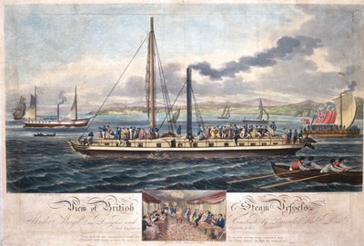 Vista delle navi a vapore britanniche, pubblicata da R. Ackermann, 1820-51 da English School