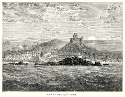 Veduta del castello di Cape Coast (incisione) da English School