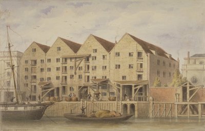 Vista di Chamberlains Wharf, Tooley Street, 1846 da English School