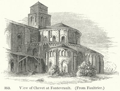 Veduta di Chevet a Fontevrault (incisione) da English School