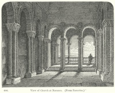 Veduta della chiesa di Naranco (incisione) da English School
