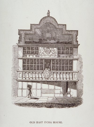 Veduta della East India House, con figura davanti, c.1700 da English School