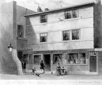 Veduta della vecchia casa di paglia, Exchange Court, 1853 da English School