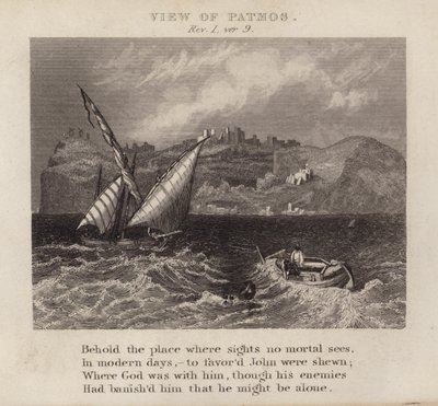 Veduta di Patmos, Apocalisse I, versetto 9 da English School