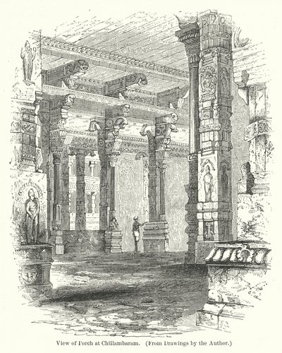 Vista del portico di Chillambaram (incisione) da English School