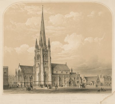 Veduta della Chiesa di St Stephen e delle Scuole, Rochester Row, Westminster da English School
