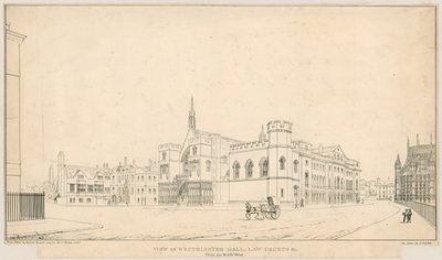 Vista della Sala di Westminster, Tribunali, ecc., dal nord-ovest da English School