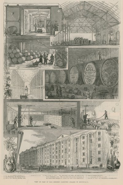 Veduta di parte delle cantine di Max Gregers (Limited) a Southwark da English School