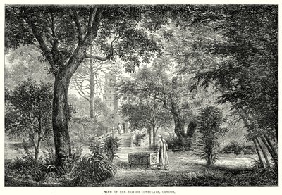 Veduta del consolato britannico, Canton (incisione) da English School