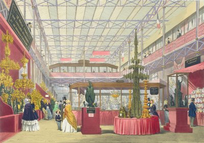 Vista della sezione francese della Grande Esposizione del 1851, da Dickinsons Comprehensive Pictures da English School
