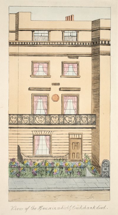 Vista della casa in cui morì George Cruikshank, pub. c.1878 da English School