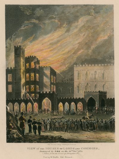 Veduta delle Case dei Lord e dei Comuni, distrutte dal fuoco il 16 ottobre 1834 da English School