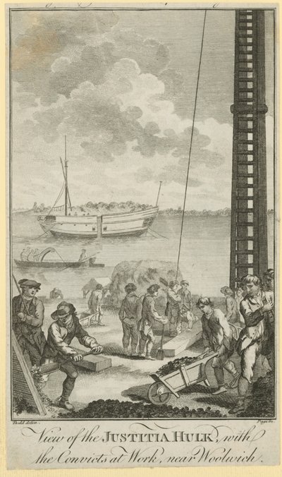 Veduta della nave prigione Justitia da English School