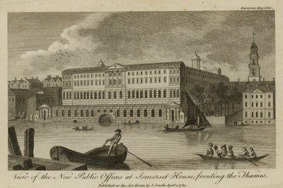 Vista dei nuovi uffici pubblici a Somerset House, di fronte al Tamigi da English School