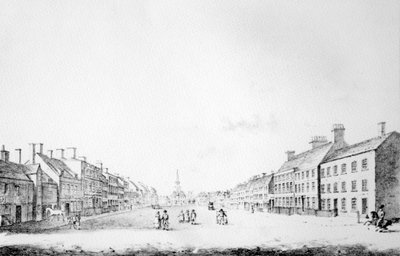 Vista della strada principale di Stockton nella contea di Durham, 1796 da English School