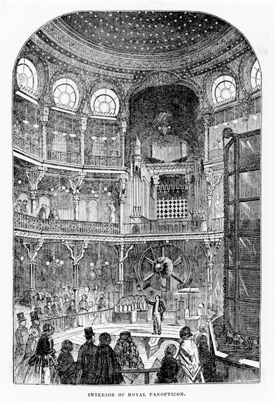 Vista del Panopticon Reale di Scienza e Arte, c.1855 (litografia) da English School