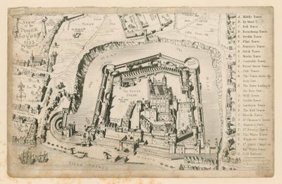 Vista della Torre di Londra nel 1553 da English School