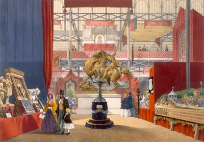 Vista dello stand degli strumenti musicali Zollyverein alla Grande Esposizione del 1851, da Dickinsons Comprehensive Pictures da English School