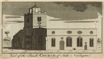 Vista della chiesa parrocchiale di Stoke Newington da English School