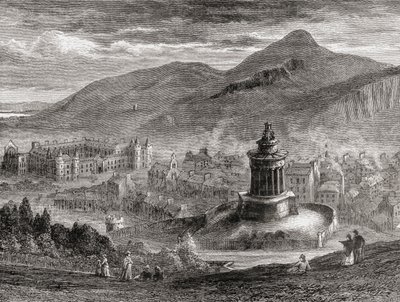 Veduta su Edimburgo dal Monumento a Burns su Calton Hill, da 