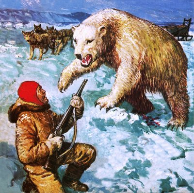 Vilhjalmar Stefansson attaccato da un orso polare da English School