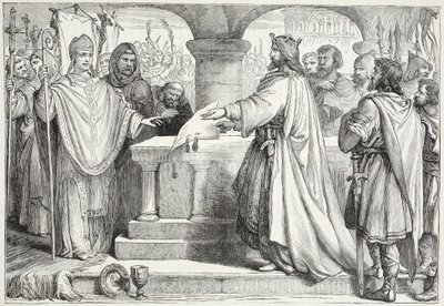 Visita di Carlo Magno al Papa, illustrazione da La storia del protestantesimo di James Aitken Wylie (1808-1890), pub. 1878 da English School