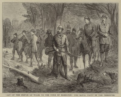 Visita del Principe di Galles al Duca di Hamilton, la festa reale nelle riserve (incisione) da English School