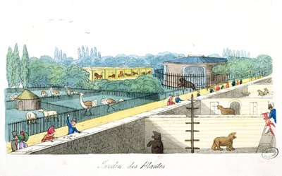 Visitatori al Jardin de Plantes, Parigi, da De Paris a Douvres di Roger Bookem, 1822 da English School