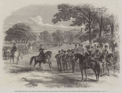 Revisione e festa dei volontari a Shrubland Hall, vicino a Ipswich, la residenza di Sir George Broke-Middleton da English School