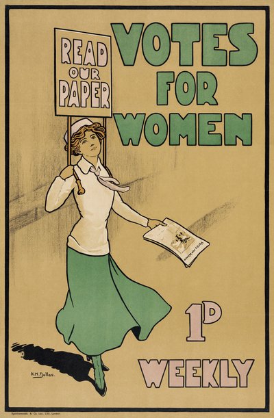 Votes for Women, da The Suffragette, pub.1912 (litografia a colori) da English School