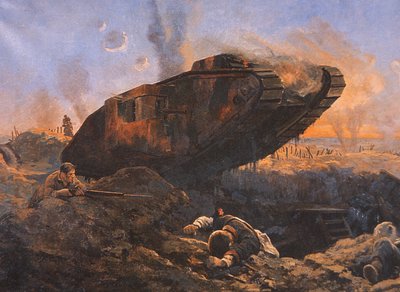 Carro armato britannico in azione sul Fronte Occidentale nella Prima Guerra Mondiale da English School