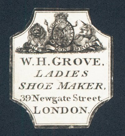 W H Grove, calzolaio per signore, biglietto da visita da English School