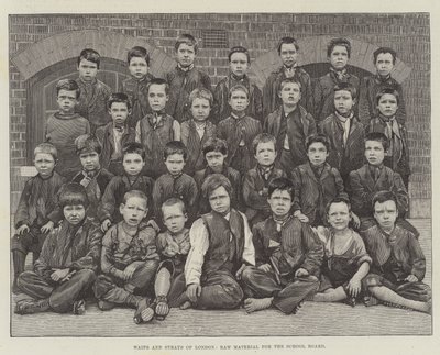 Orfani e randagi di Londra, materia prima per il consiglio scolastico (incisione) da English School