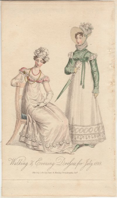Abiti da passeggio e da sera per luglio 1818, pubblicati da Dean & Munday da English School