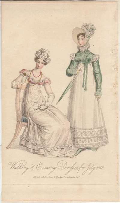 Abiti da passeggio e da sera per luglio 1818, 1818 da English School