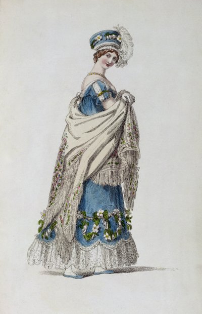 Abito da passeggio, tavola di moda da Ackermanns Repository of Arts da English School
